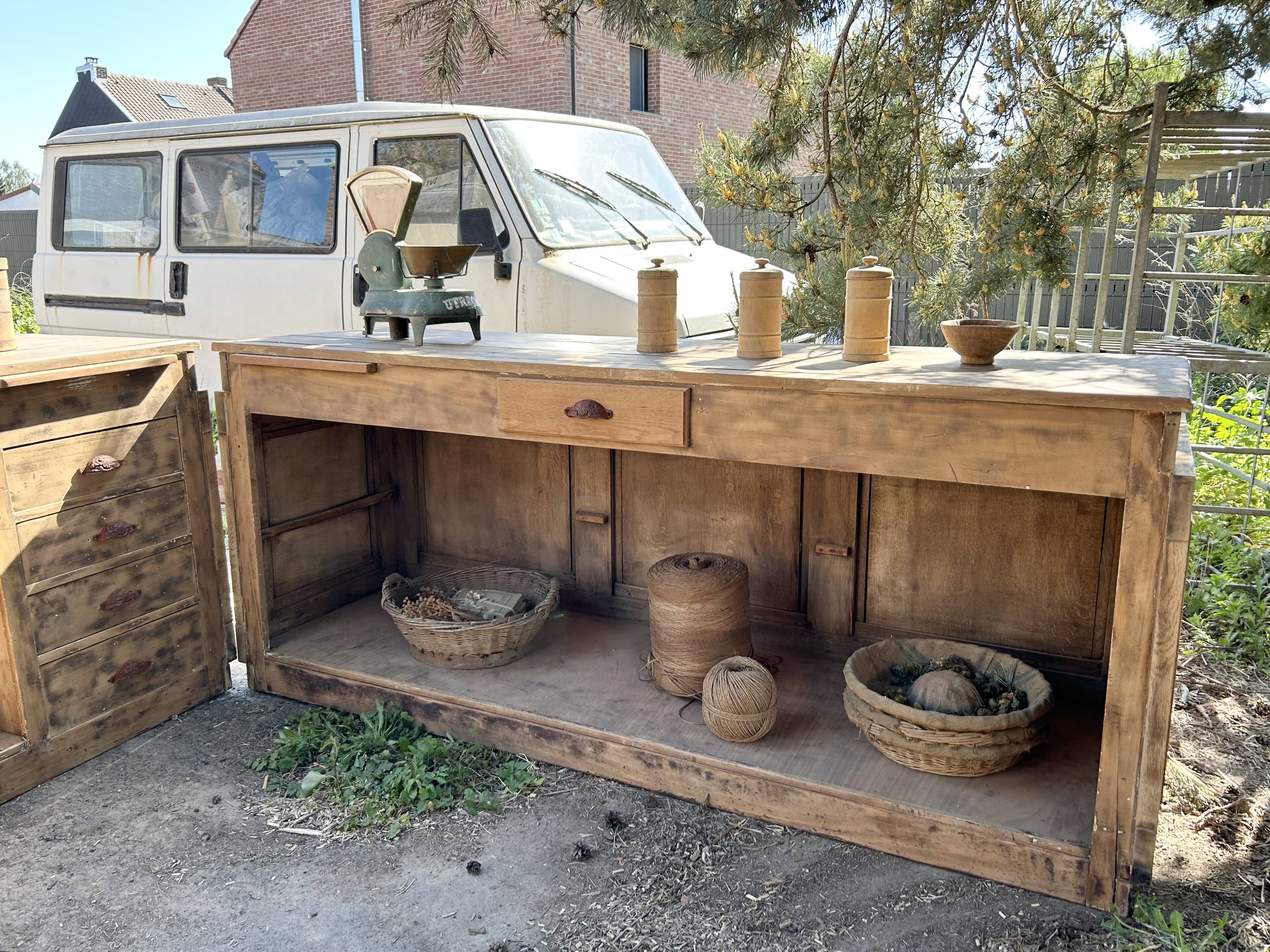 Exceptional antique counter 220 cm