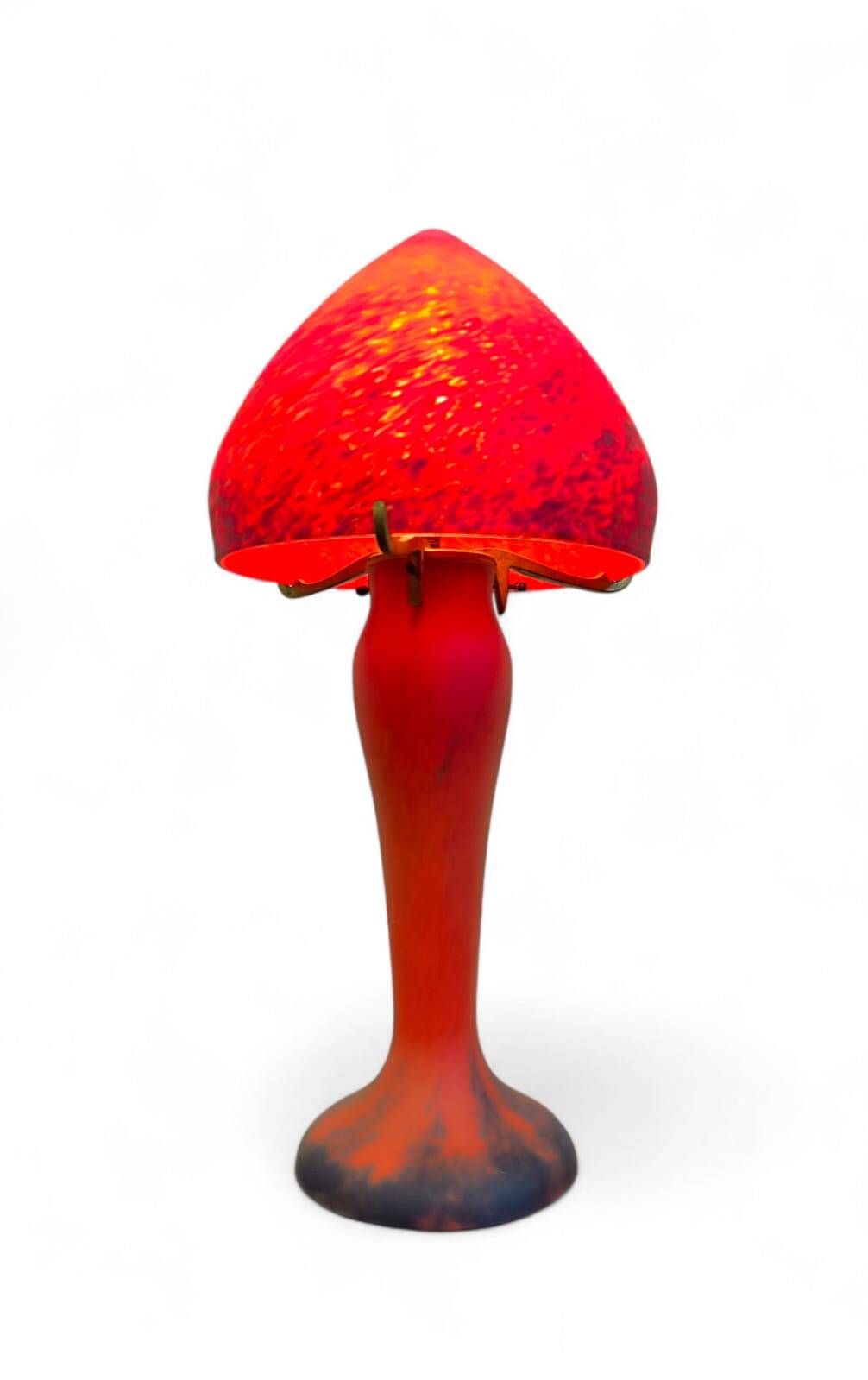 Art Nouveau glass and brass lamp 1930