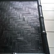 Black wood and bamboo side table