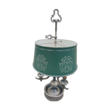 Hot water bottle lamp 3 lights silvered metal aged lampshade sheet metal (74cm)