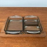 Mid-Century Danish Teak Cabaret Trays with Holmegaard Glasses, 1960s, Set of 4
