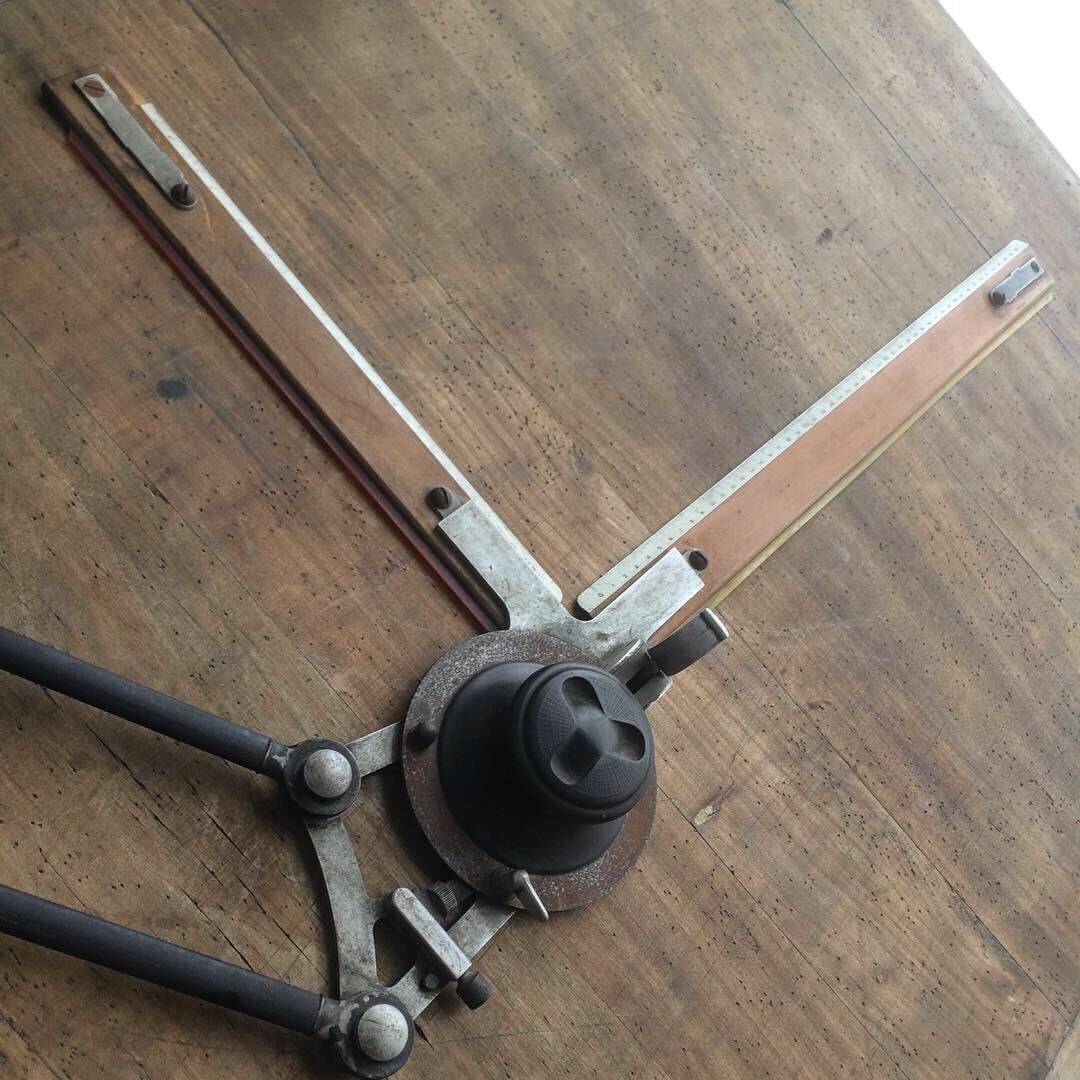Wooden architect's table and metal movable arm 1950