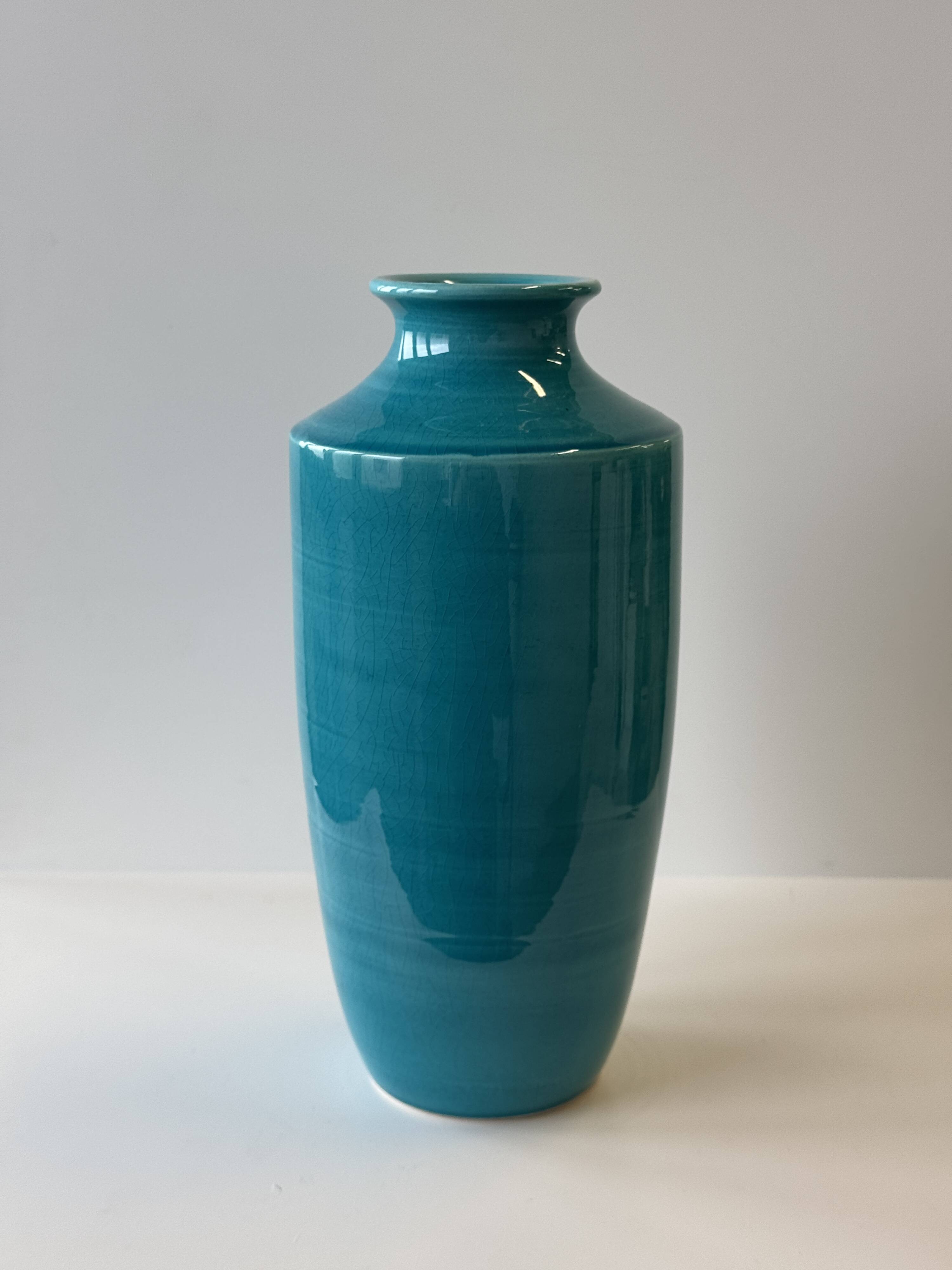 Turquoise blue vase H25.5