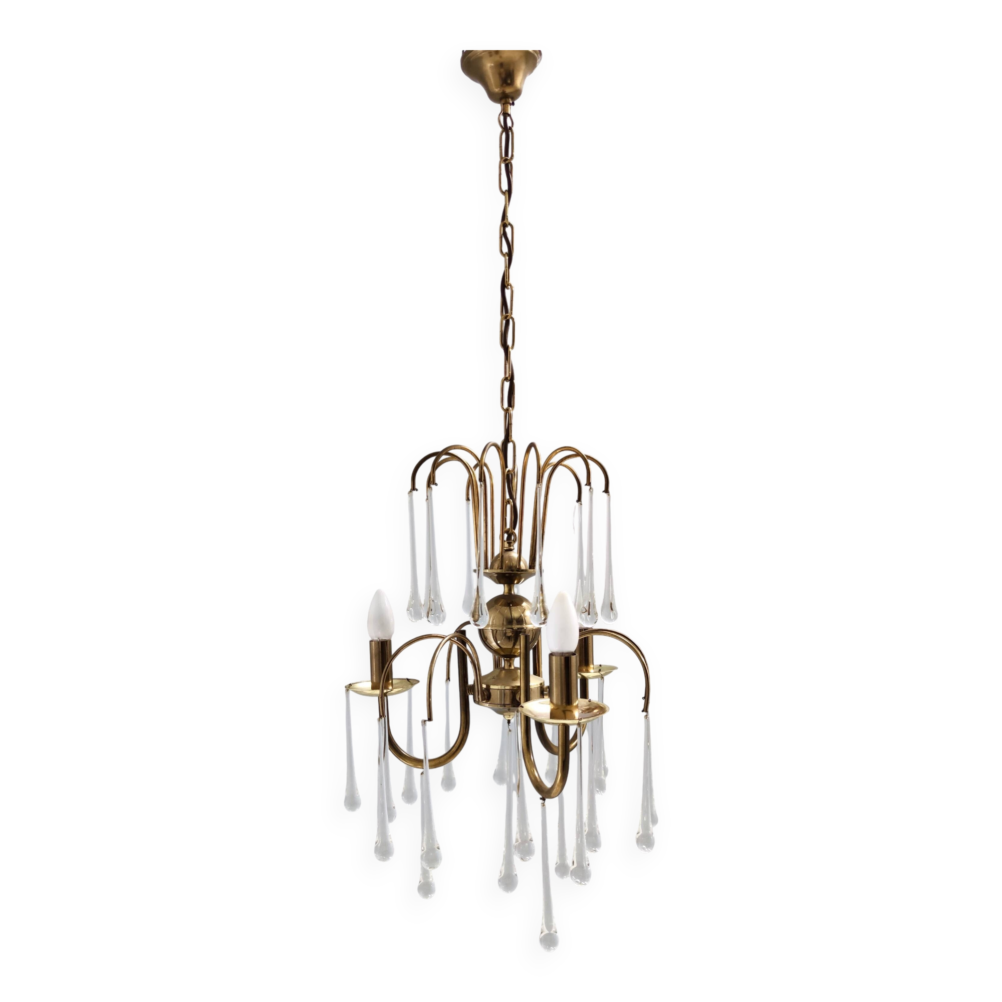 Murano Glass Teardrop Chandelier in the Style of Venini, Italy