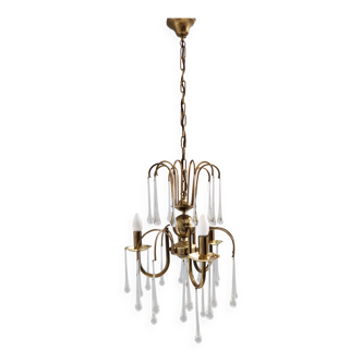 Murano Glass Teardrop Chandelier in the Style of Venini, Italy