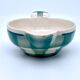 Vintage beige and green checkered service