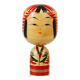 Decorative Kokeshi doll sculpture from northern Japan, hand-painted, signed.