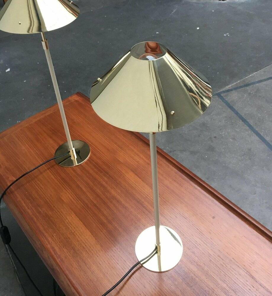 Hollywood Regency mid-century brass table lamps, 1960s, set of 2