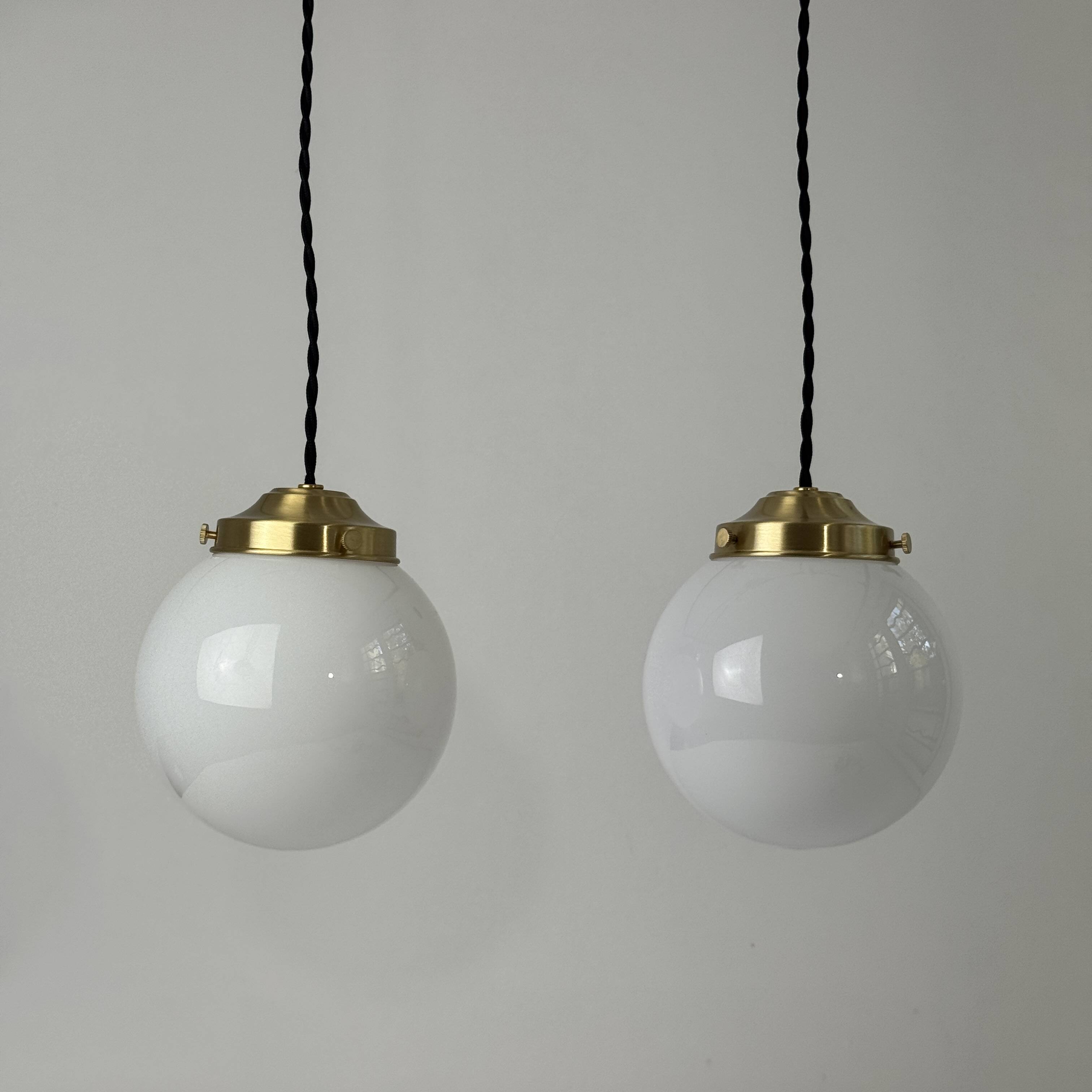 Pair of vintage opaline hanging lights 13 cm