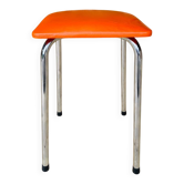 Tabouret vintage skaï orange et pieds chrome circa 70s