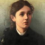 Artheme Denis, portrait of a young woman. Oil on canvas signed and dated 1885