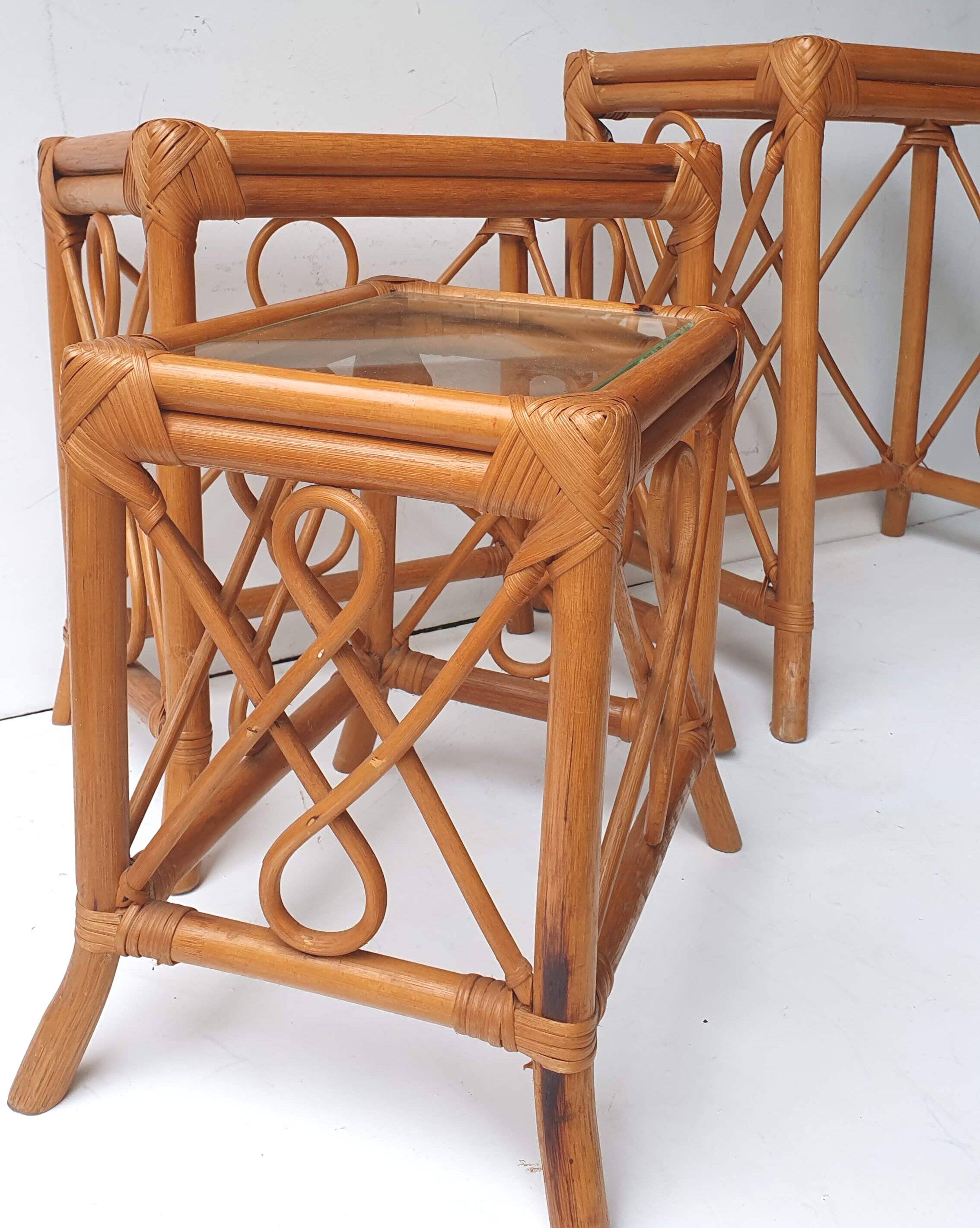 Rattan nesting tables