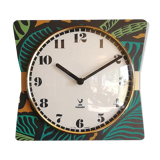 Vintage clock golden silent wall clock "Jaz black green ochre"