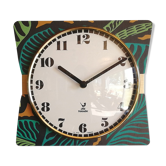 Horloge vintage pendule murale silencieuse dorée "Jaz noir vert ocre"