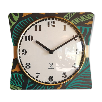 Vintage clock golden silent wall clock "Jaz black green ochre"