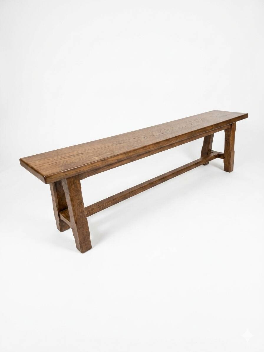 Solid oak farmhouse bench, 160cm in length.