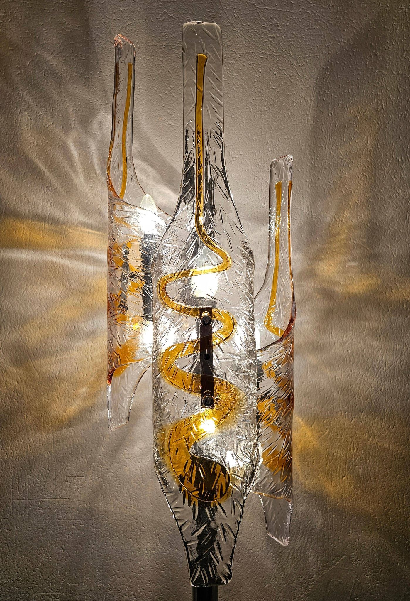 Mazzega floor lamp by Toni Zuccheri in Murano glass 1970s