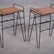 Vintage Teak Side Tables with Metal Frame, Denmark, 1960s, Set of 2