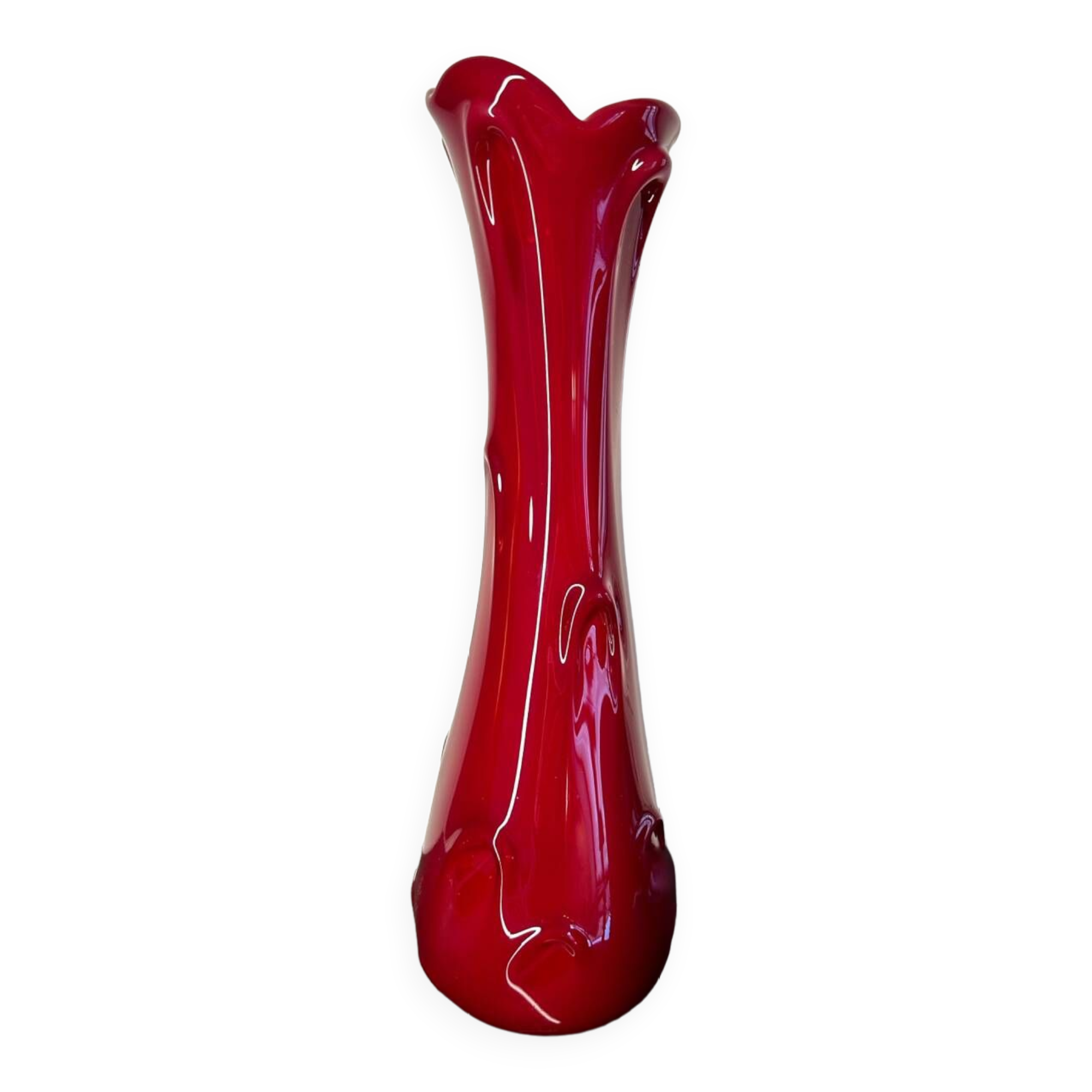 Vintage red Murano soliflore vase