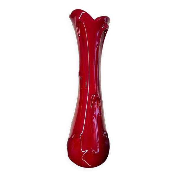Vase soliflore Murano rouge vintage — Beyit