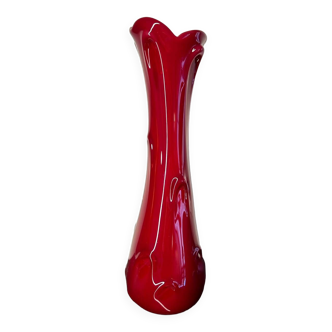 Vintage red Murano soliflore vase