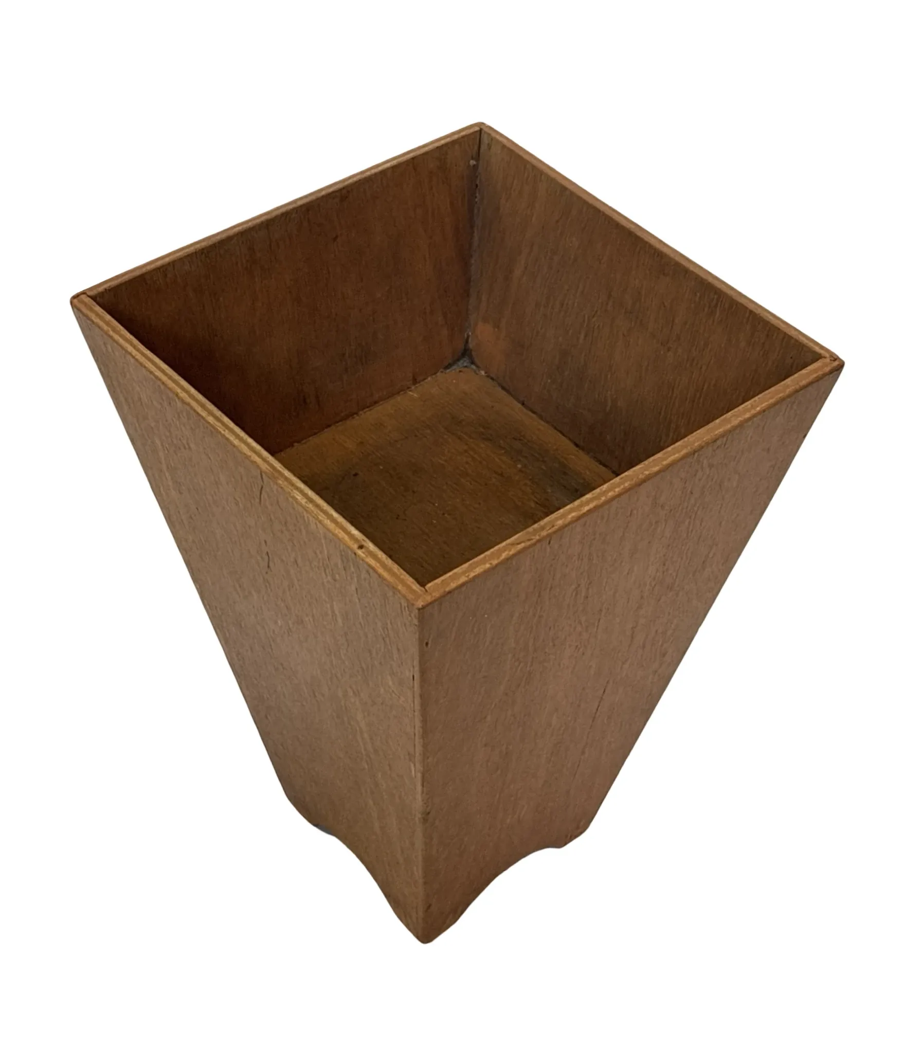 Vintage wooden planter with a minimalist, geometric design