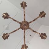 Genuine bronze chandelier Lucien Gau Paris 6 lights from the 60s