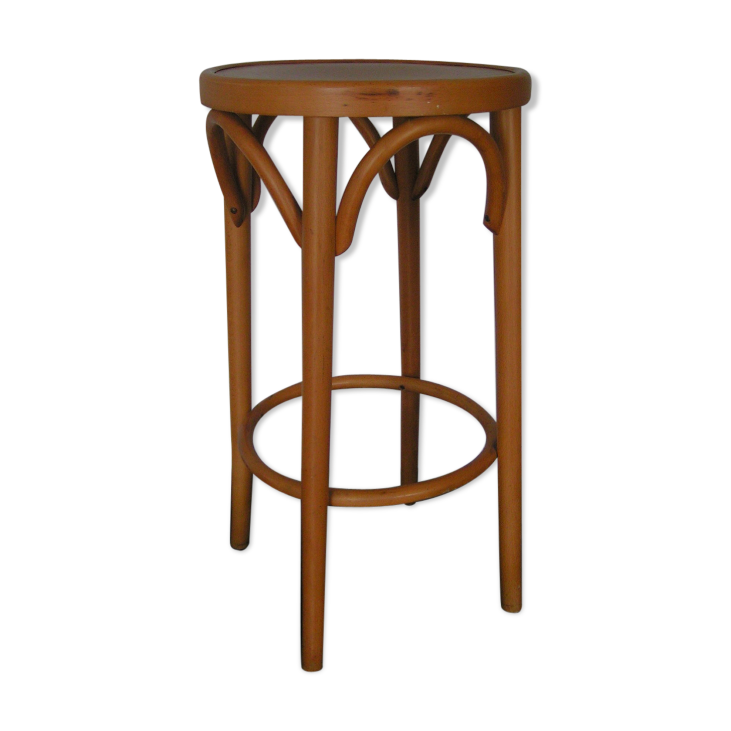 Tabouret ancien en bois cintré style baumann