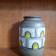 Vintage Ceramic Vase with White and Yellow Pattern - 1960s - Mid-Century Modern - Austria