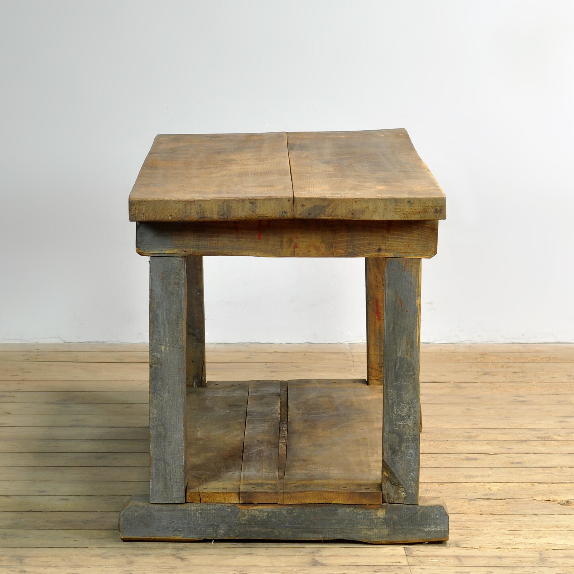 Industrial oak work table, circa 1950