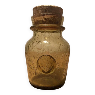 Bonbonnière en verre bullé vert vintage