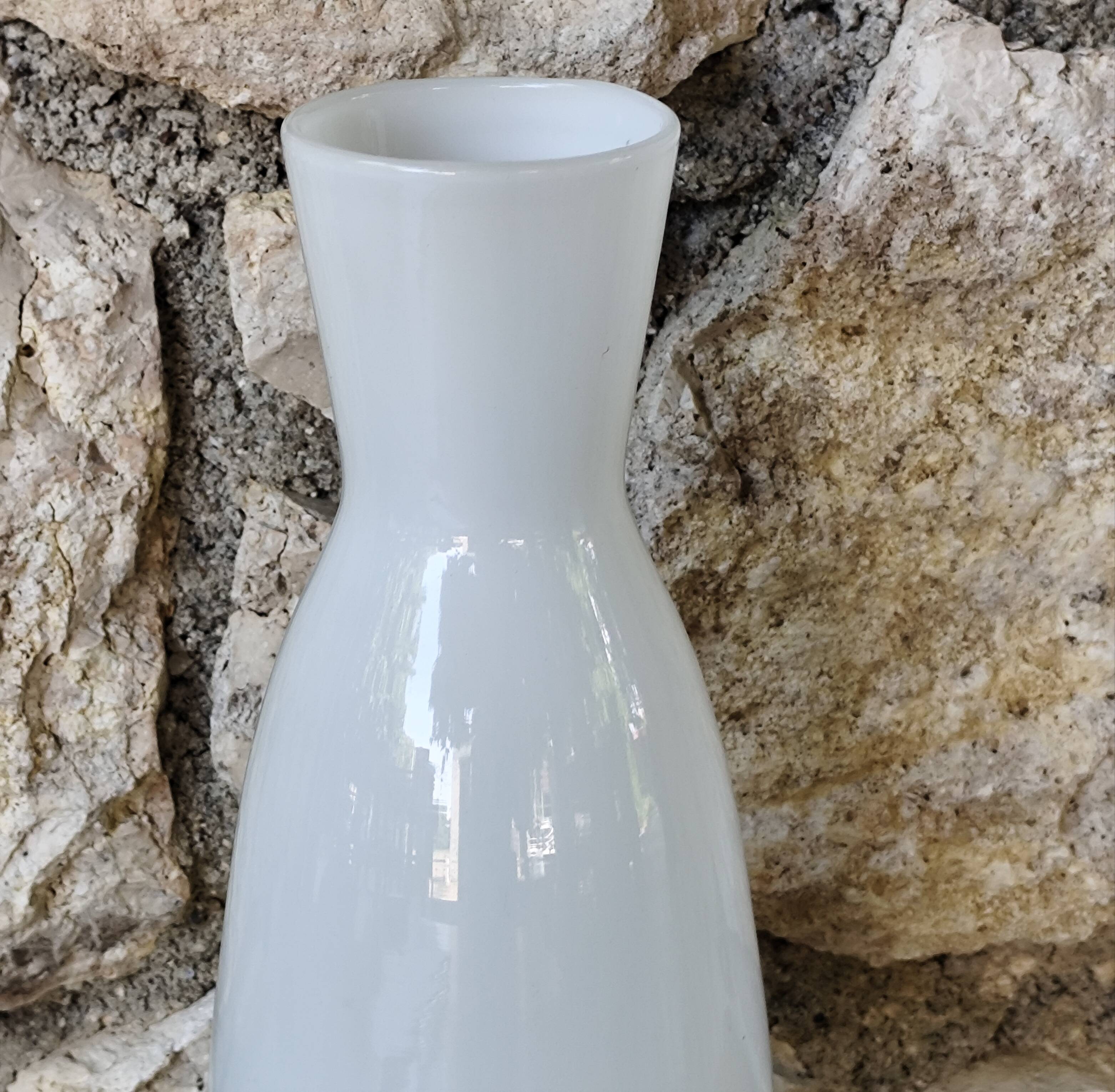 White glass vase