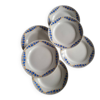 Ensemble de 6 Assiettes Plates HBCM France Service Colette
