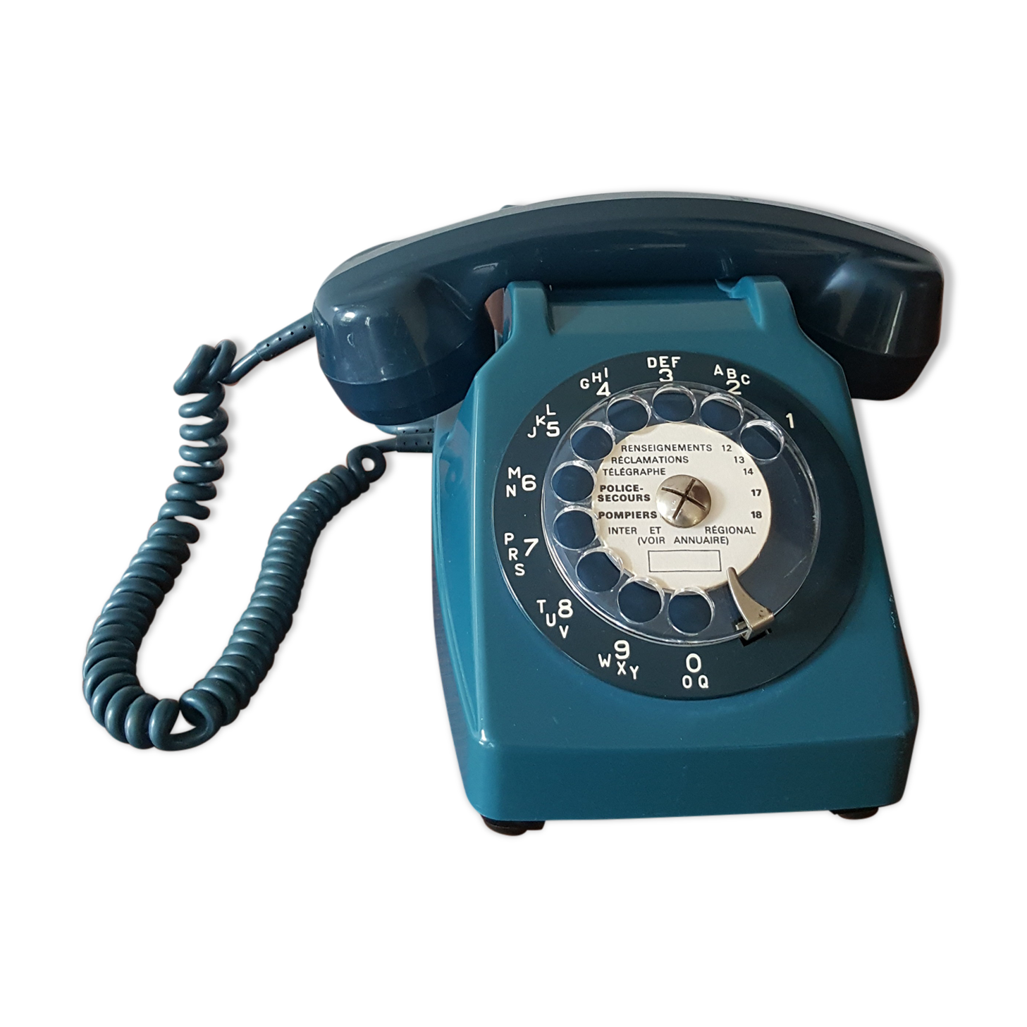 Téléphone PTT Thomson CSF Socotel 63 bleu à touches vintage - La Roue