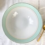 Vintage white and green porcelain salad bowl, Luneville, Epinay, France, 1950s