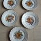 Set of 5 antique Limoges porcelain plates L.J.V with fruit decoration