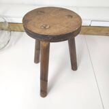 Solid wood farmhouse tripod stool