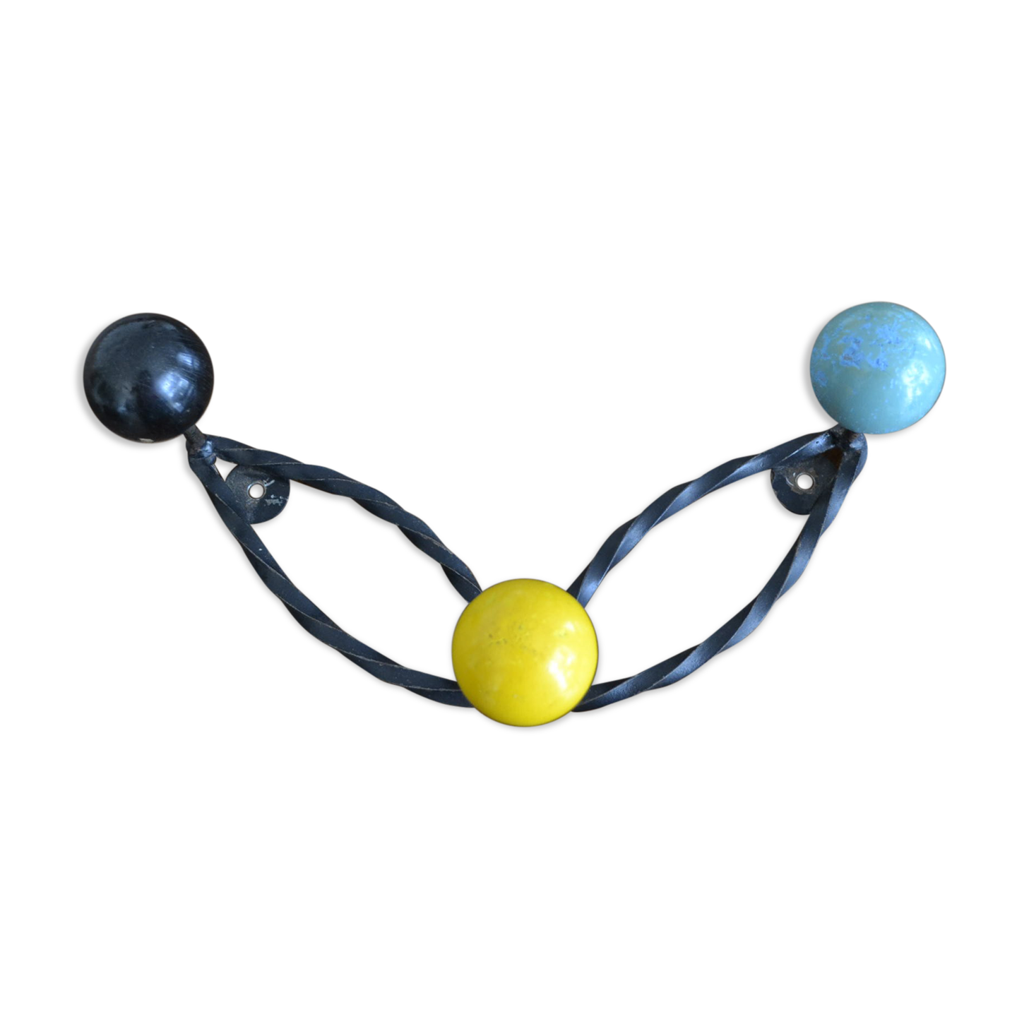 Coatrack 3 multicolored wooden patères