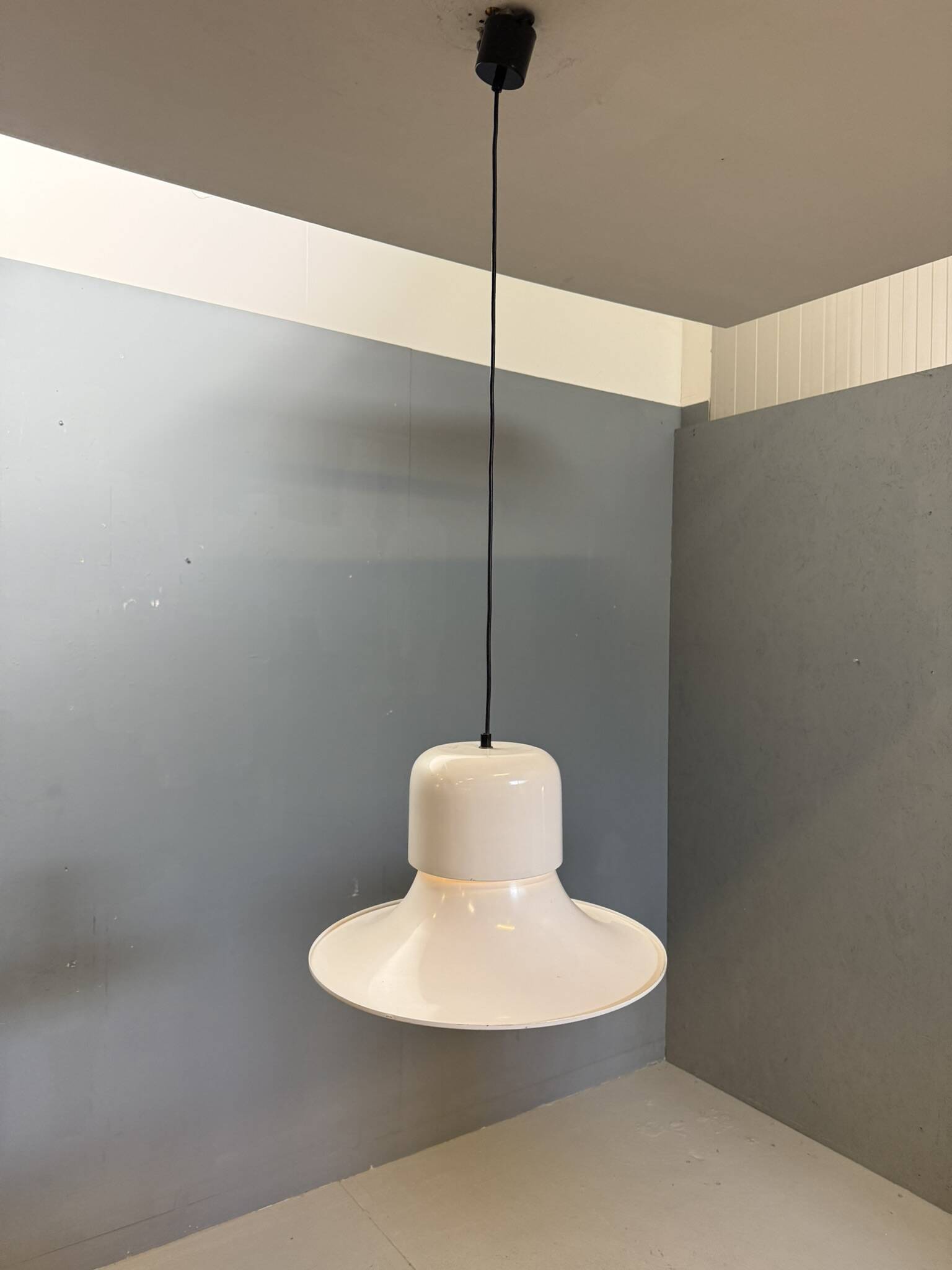 White 'Campana' hanging lamp by Joe Colombo for Stilnovo, Italy 1970s