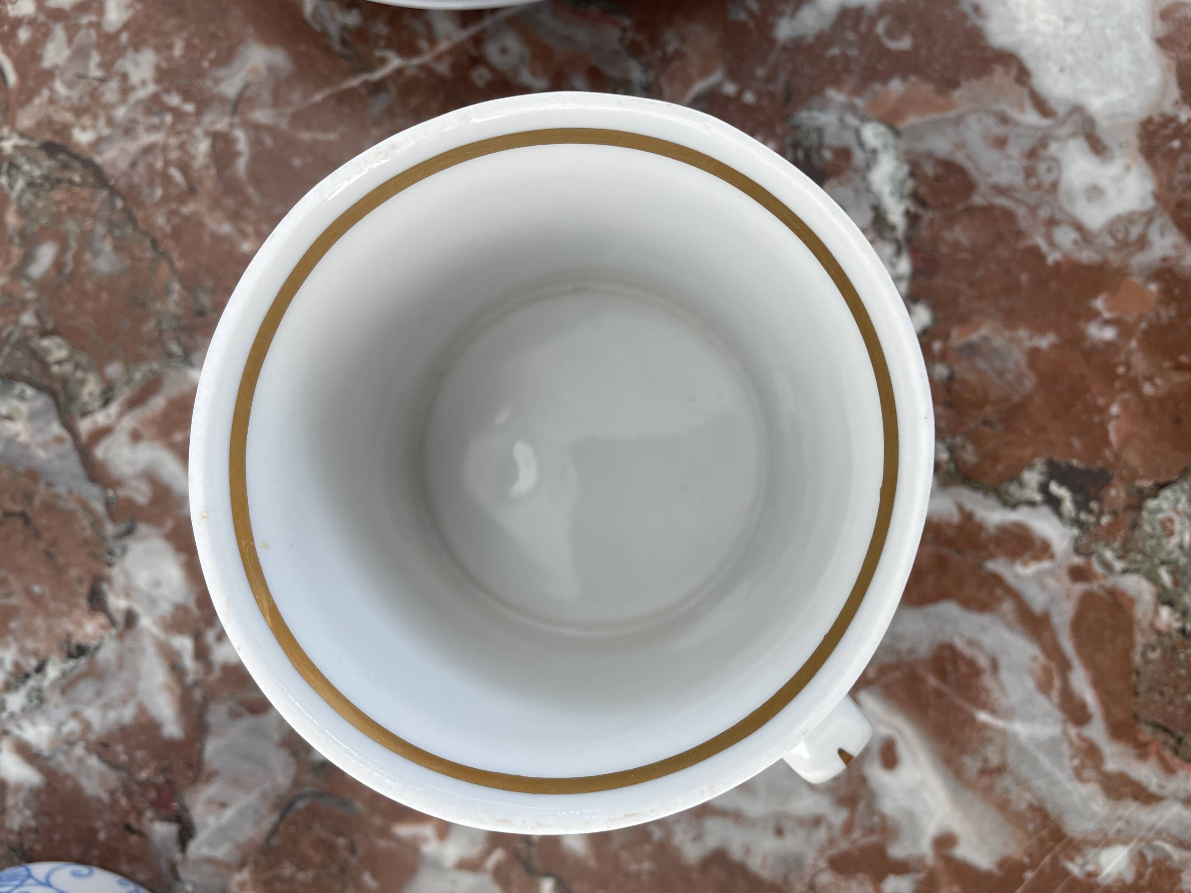 Coffee and tea set, vintage, stylized bird decor, retro, design, blue