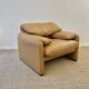 Maralunga Armchair cognac leather Cassina 1970s