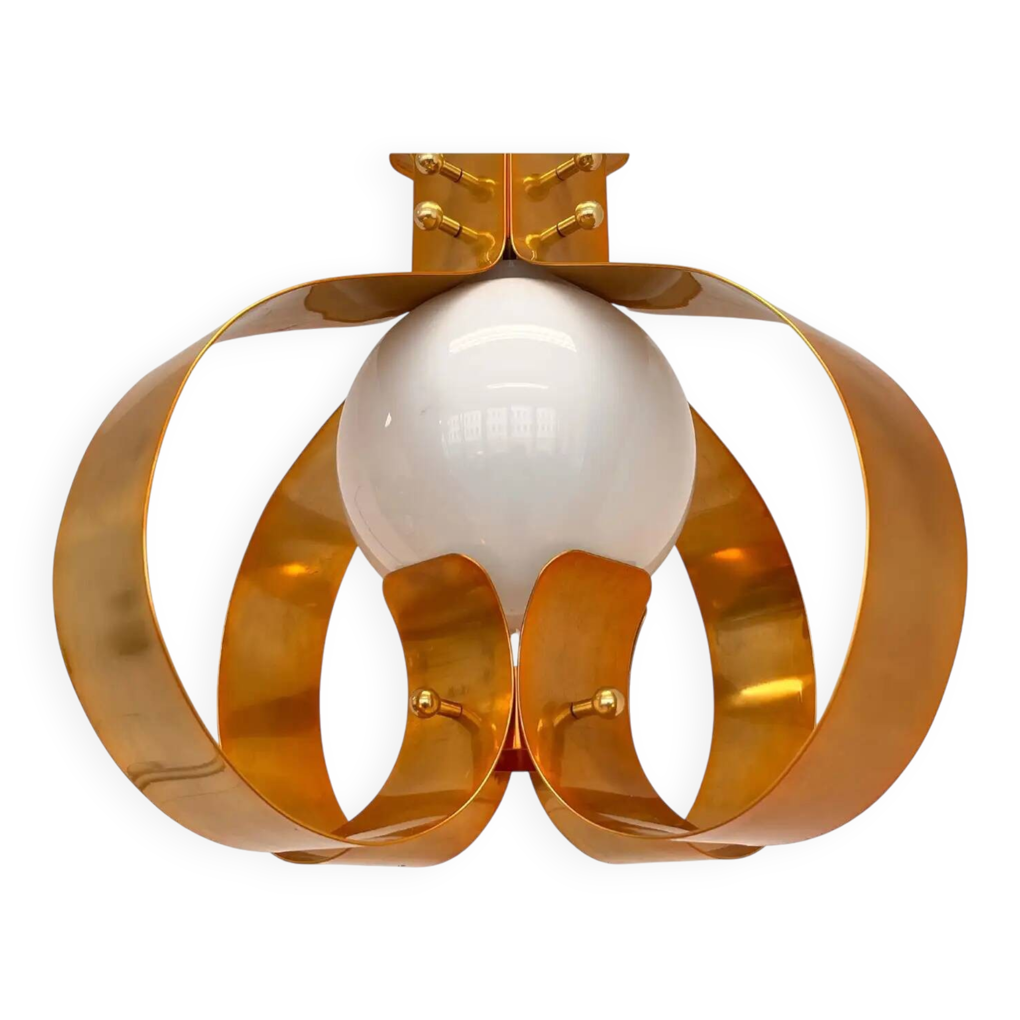 XXL pair of design mid-century large brass pendants / chandeliers - 1980s