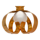 XXL pair of design mid-century large brass pendants / chandeliers - 1980s