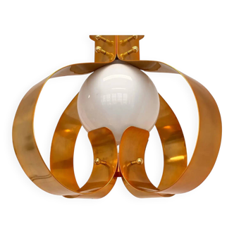 XXL pair of design mid-century large brass pendants / chandeliers - 1980s