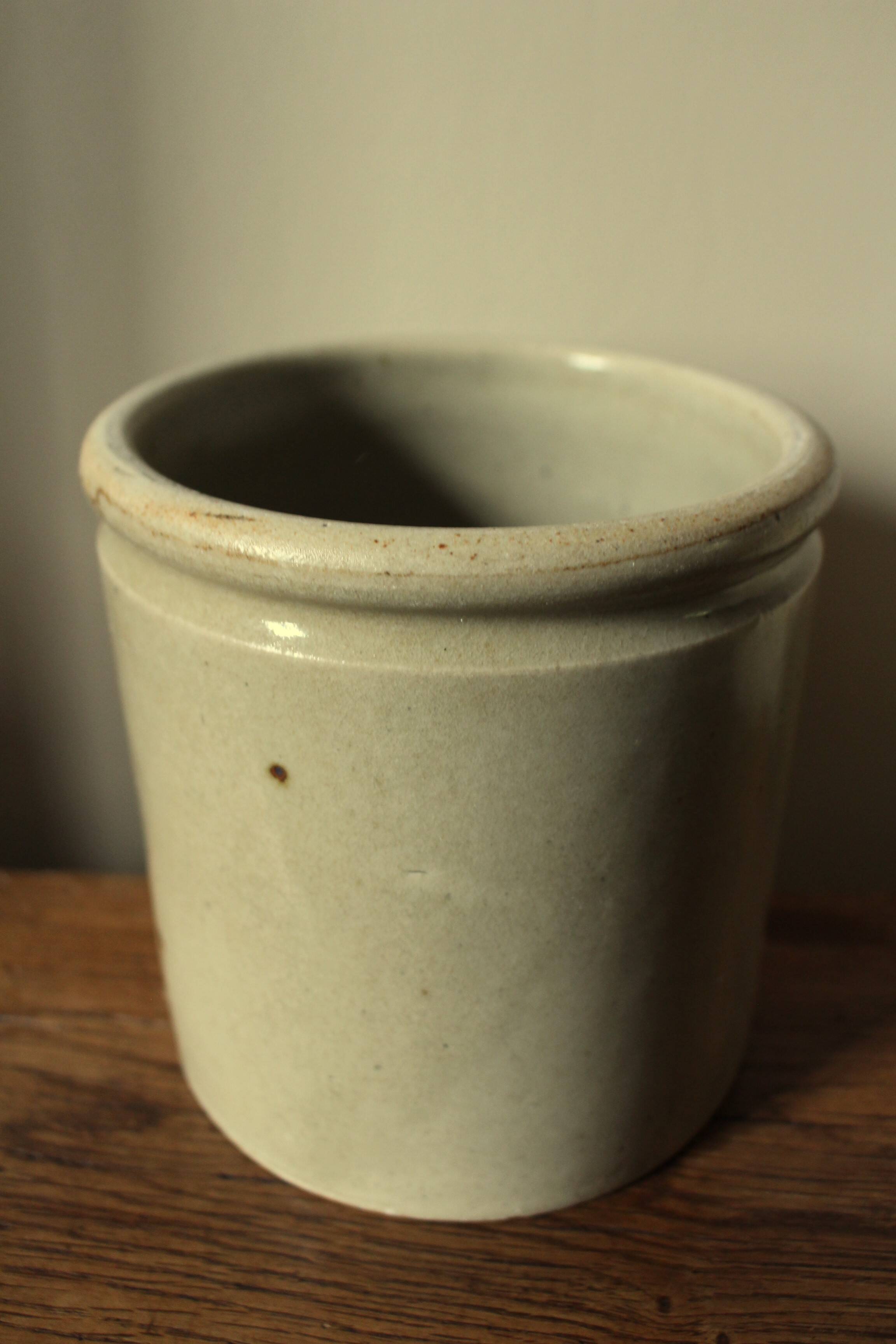 Pot grès vernissé beige gris sans anse