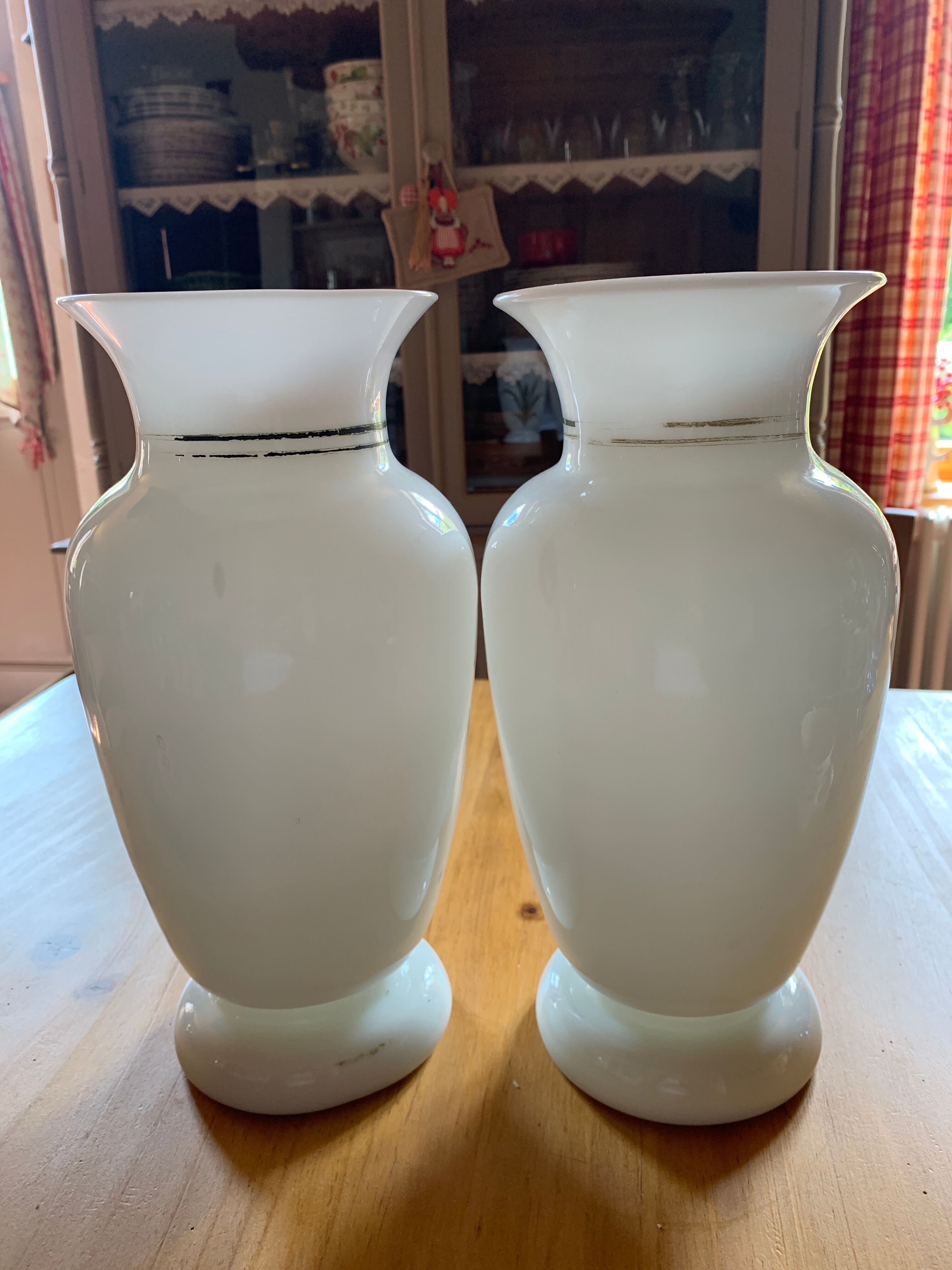 Pair of old opaline vases