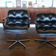 Leather armchair black by Charles Pollock for Knoll International