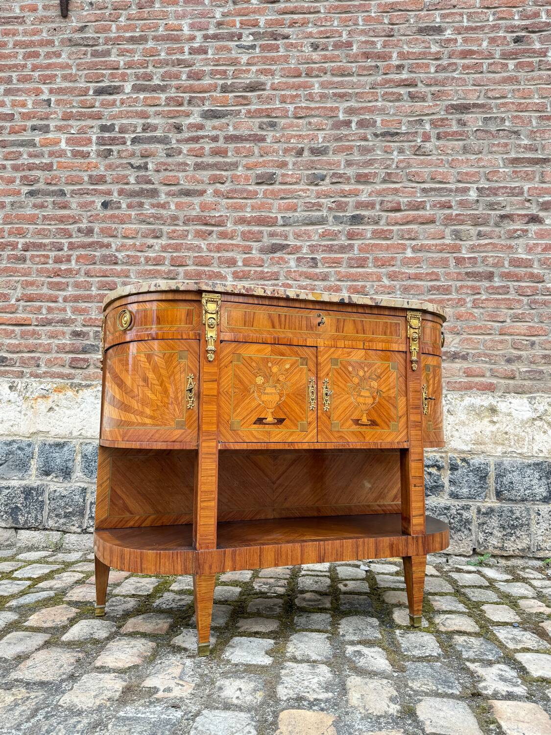 Console, Serving In Marquetry Louis XVI Style XIX Eme Century