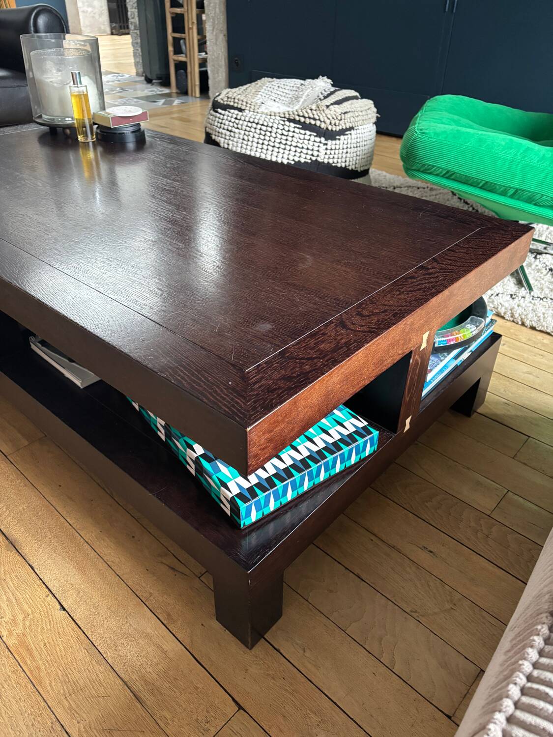 Roche Bobois coffee table in solid wood, wenge – contemporary design