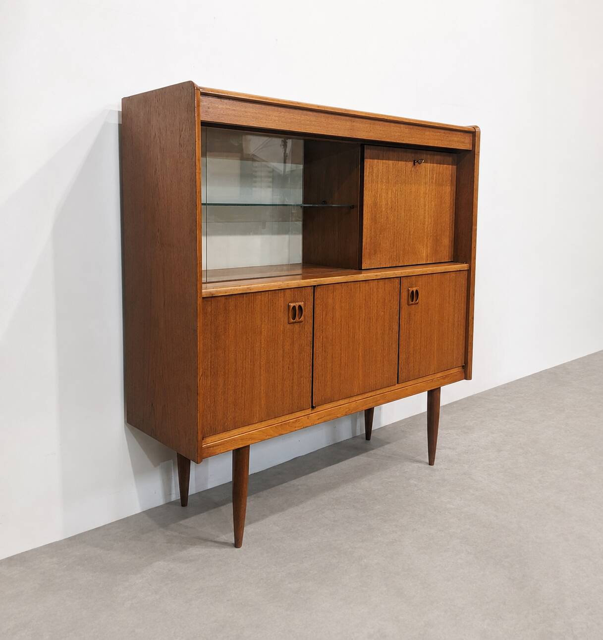 Vintage Scandinavian highboard in teak, 1960s.